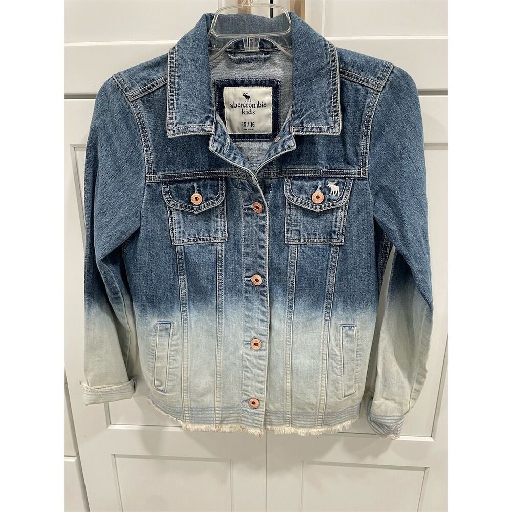 Abercrombie Kids Girls Ombre Denim Jean Jacket Size 15/16 Blue Casual